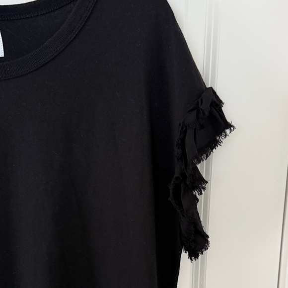 Current/Elliott Black Fringe Sleeve T-Shirt dress women’s size 1 (small) - Picture 2 of 5
